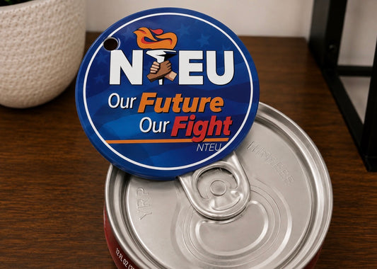 NTEU OUR FUTURE .. OUR FIGHT KEYCHAIN CAN OPENER