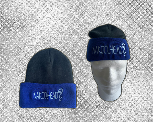 BLUE WITH WHITE LETTERS SKULLY