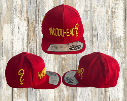 SNAP BACK HAT - "YELLOW LETTERS ON RED"